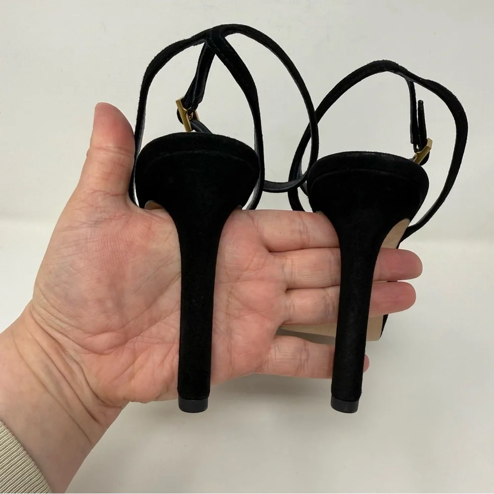 New Veronica Beard Brianne Sandals Black Suede Sz 8.5